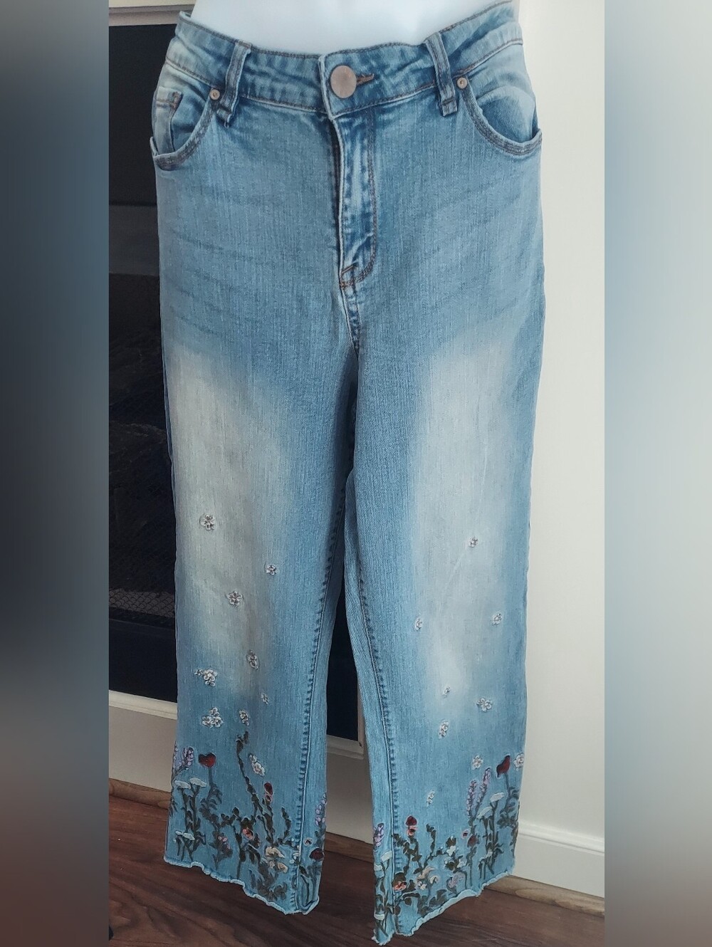 Embroidered Wide-Leg Women's Jeans- Death PIle List